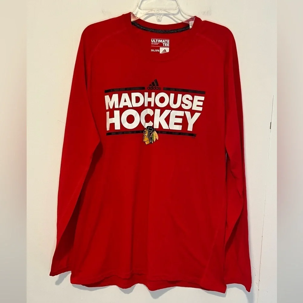 Adidas Long Sleeve Red Blackhawks Madhouse Hockey A6